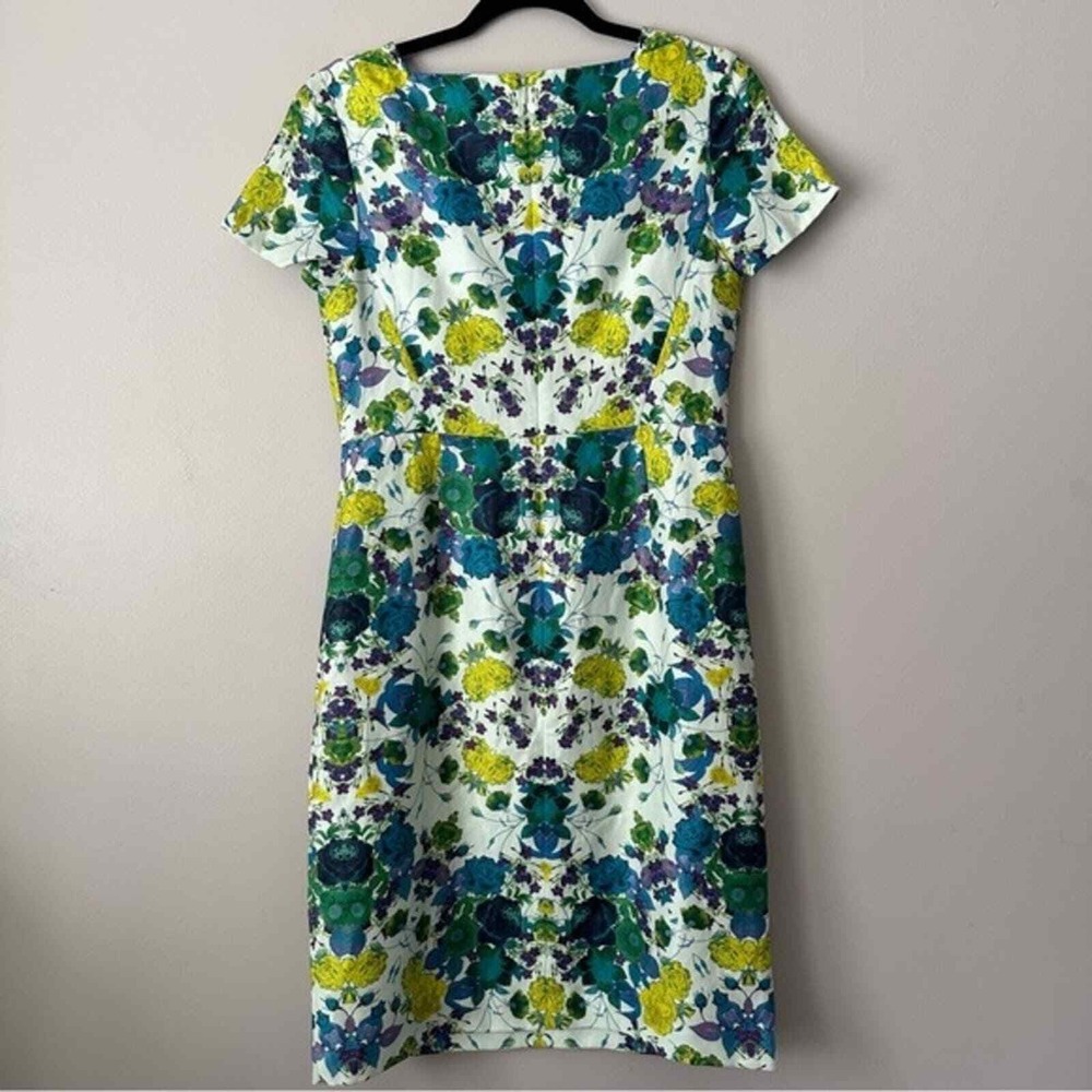 NWT Talbots Size 4 White and Blue Floral Linen Blend Short Sleeve Dress - Picture 3 of 8